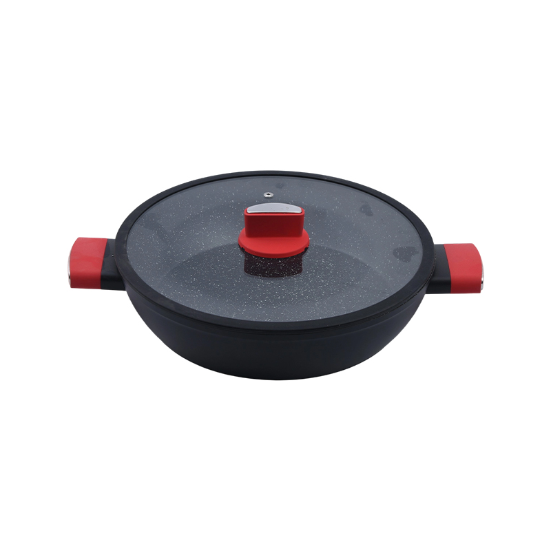 Gesmeed aluminium braadpan grijs marmer