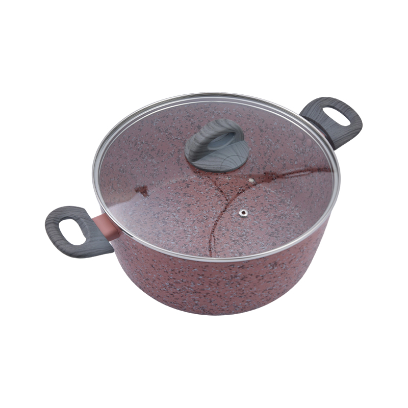 Gesmeed aluminium braadpan met roze graniet