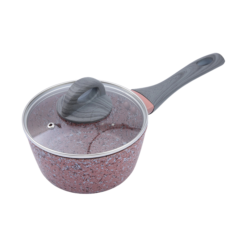 Gesmede aluminium steelpan met roze graniet