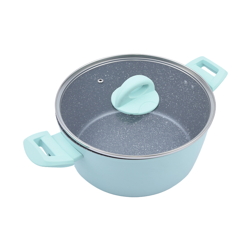 Gesmede aluminium braadpan met zwartgouden marmeren keramische coating