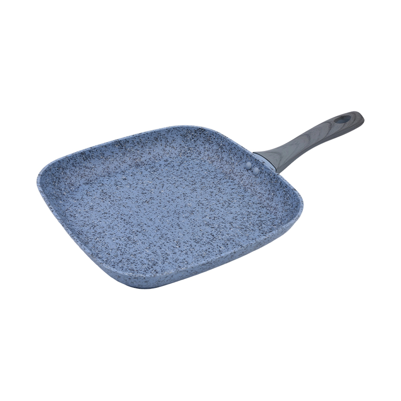 Gesmeed aluminium pannenset met blauwe granieten anti-aanbaklaag