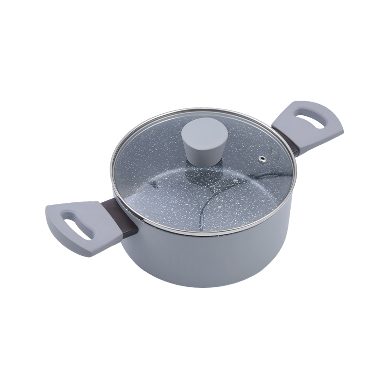 Geperste aluminium braadpan grijs marmer