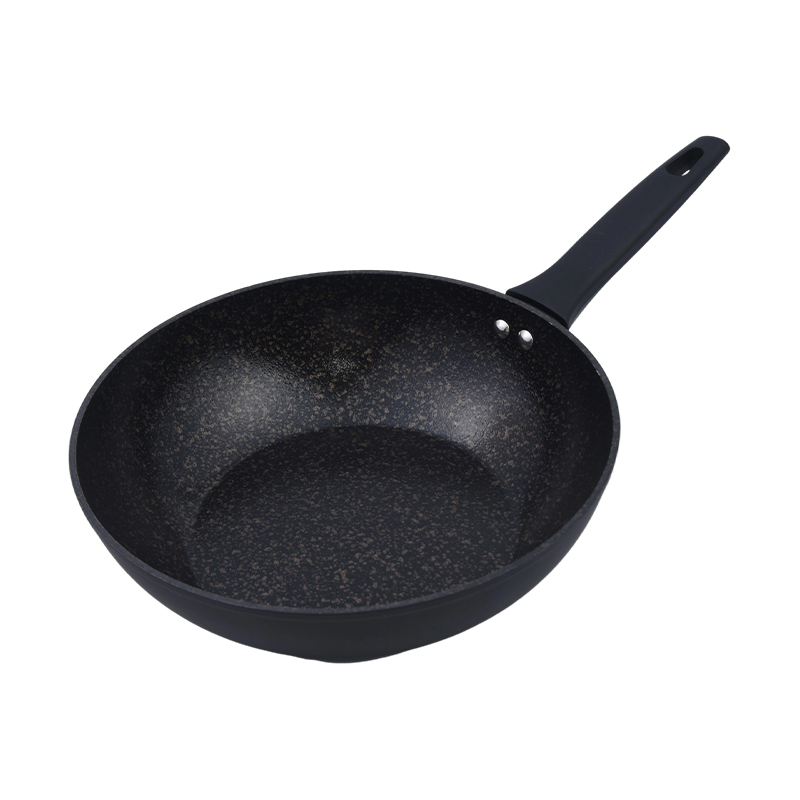 Wok van gesmeed aluminium met zwart goudmarmer