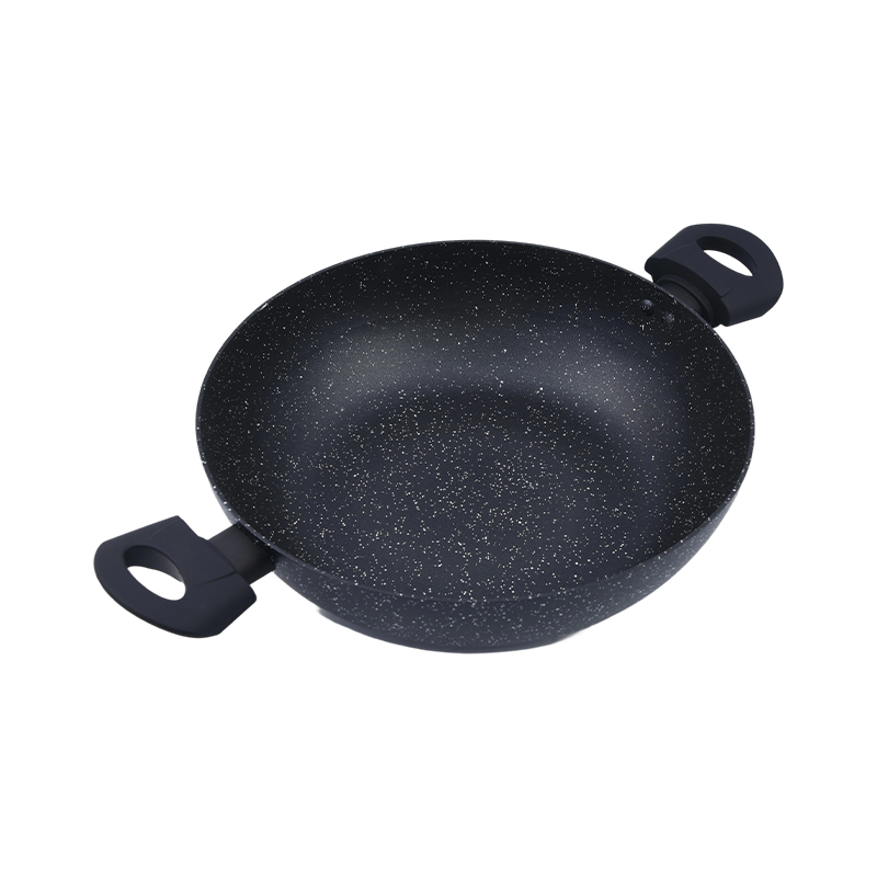 Wok van geperst aluminium met 2 handgrepen aan de zijkant