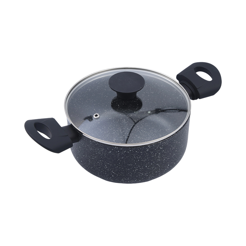 Geperste aluminium braadpan zwart marmer