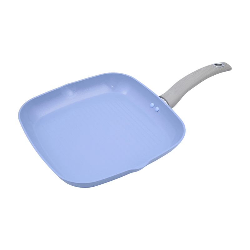 Grillpan van gesmeed aluminium met blauwe keramische coating